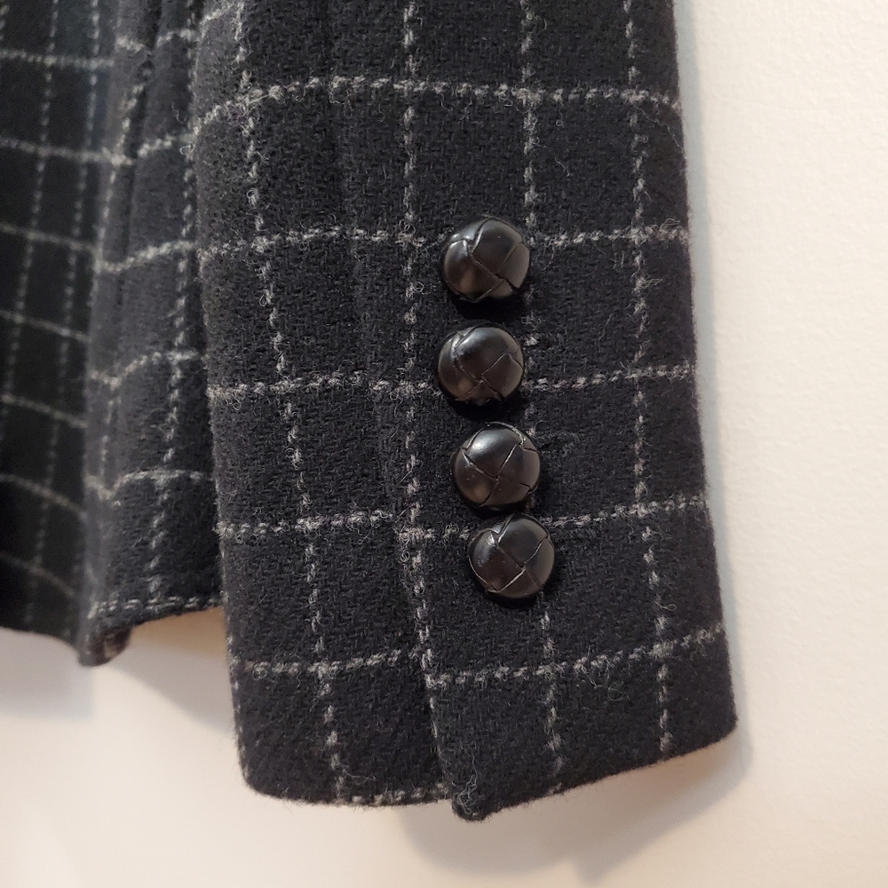 Smythe - Riding Jacket Wool Windowpane Pattern w/ Leather Elbow Patches - Size 4 - Picture 10 of 11